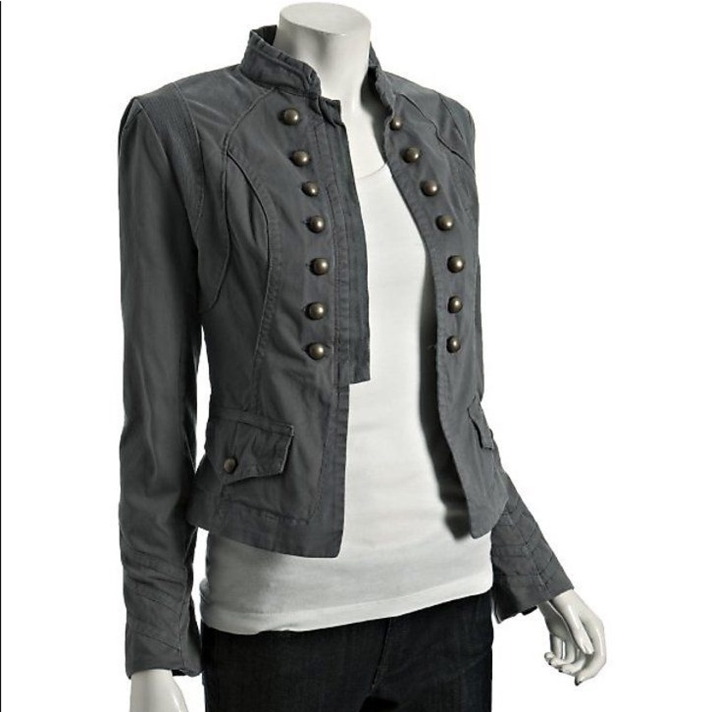 Willow & Clay soft gray Military jacket EUC